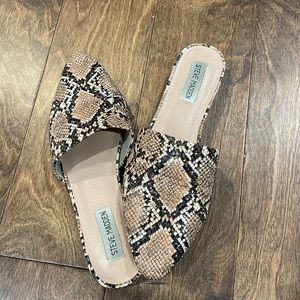Steve Madden- snakeprint studded mules